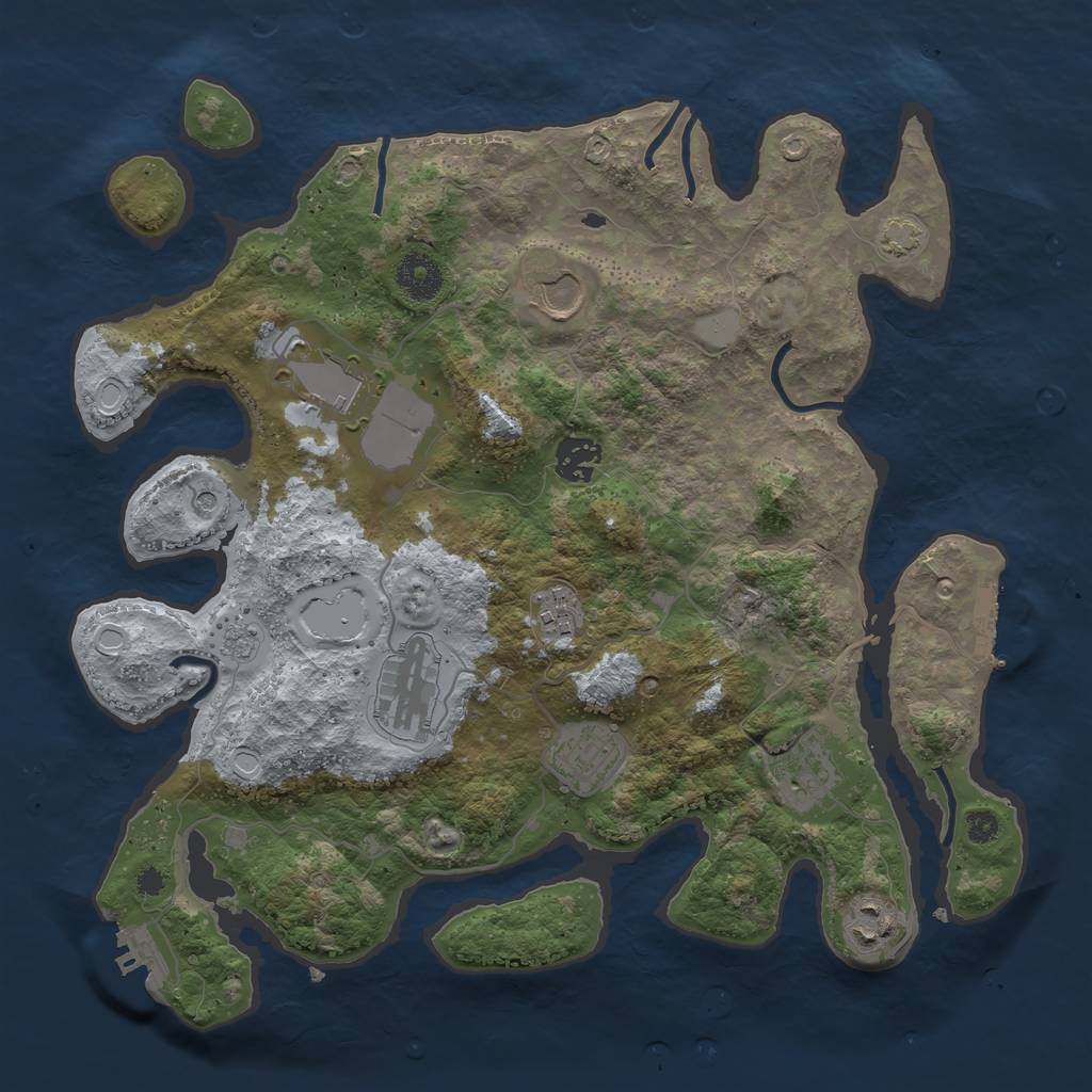 Rust Map: Procedural Map, Size: 3500, Seed: 2033804398, 16 Monuments