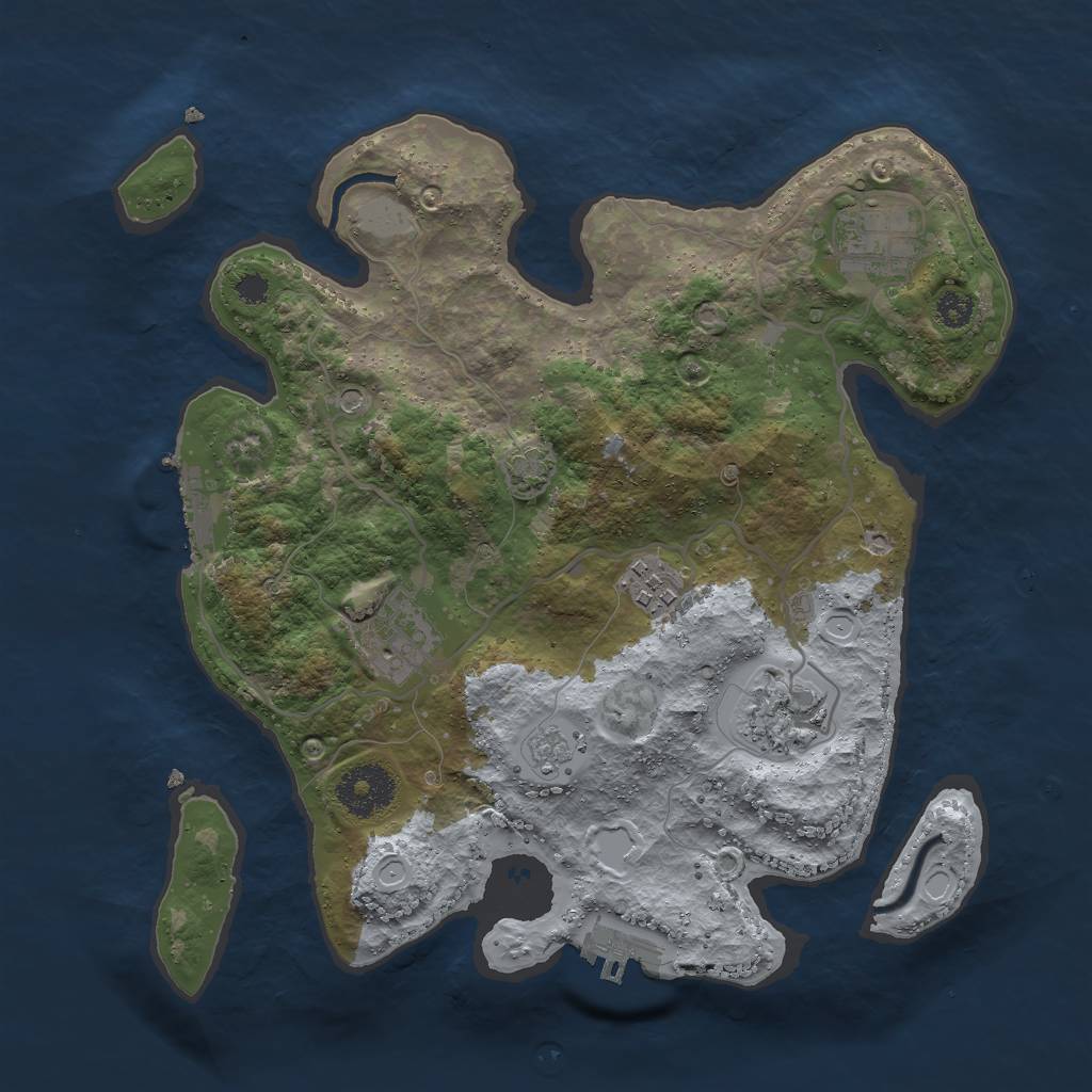 Rust Map: Procedural Map, Size: 3000, Seed: 1939522854, 12 Monuments