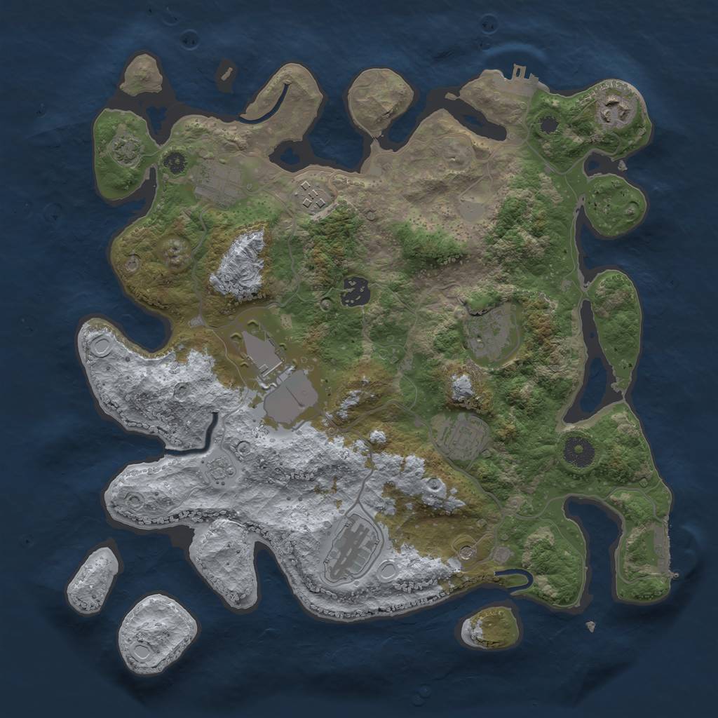 Rust Map: Procedural Map, Size: 3500, Seed: 1846430152, 16 Monuments