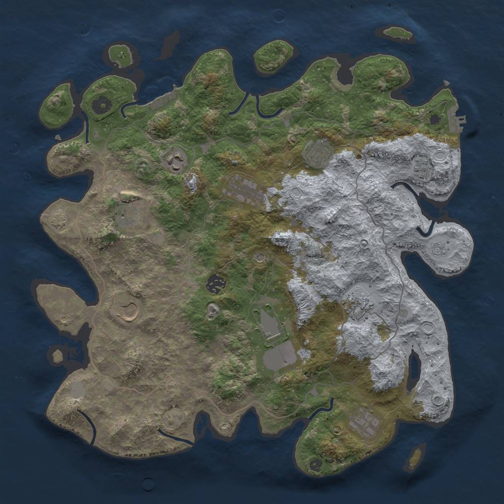 Rust Map: Procedural Map, Size: 4000, Seed: 146134297, 18 Monuments