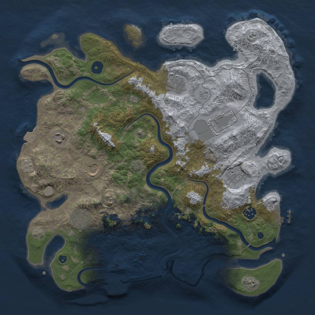 Rust Map: Procedural Map, Size: 3850, Seed: 74499882, 14 Monuments