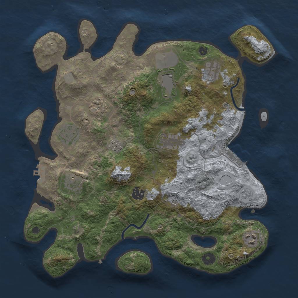 Rust Map: Procedural Map, Size: 3500, Seed: 1375051253, 17 Monuments