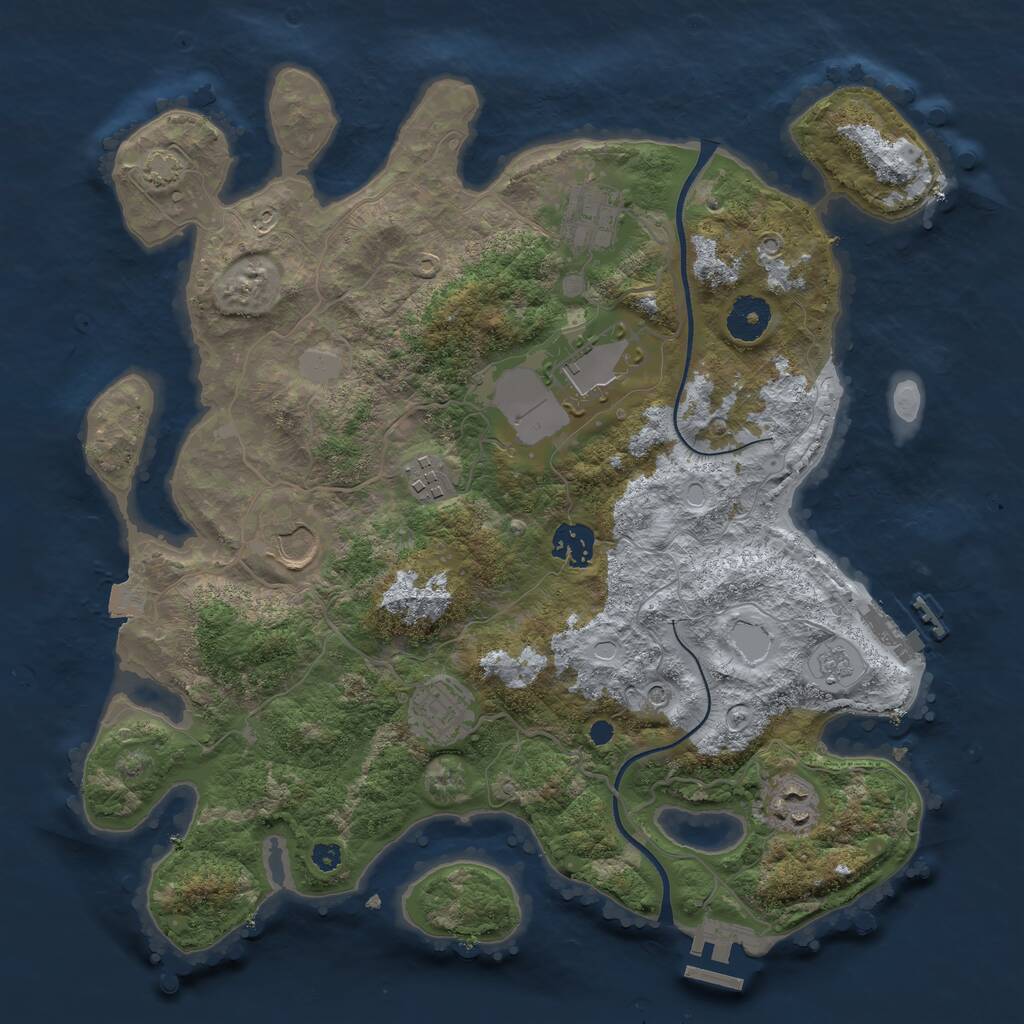 Rust Map: Procedural Map, Size: 3500, Seed: 1375051253, 13 Monuments