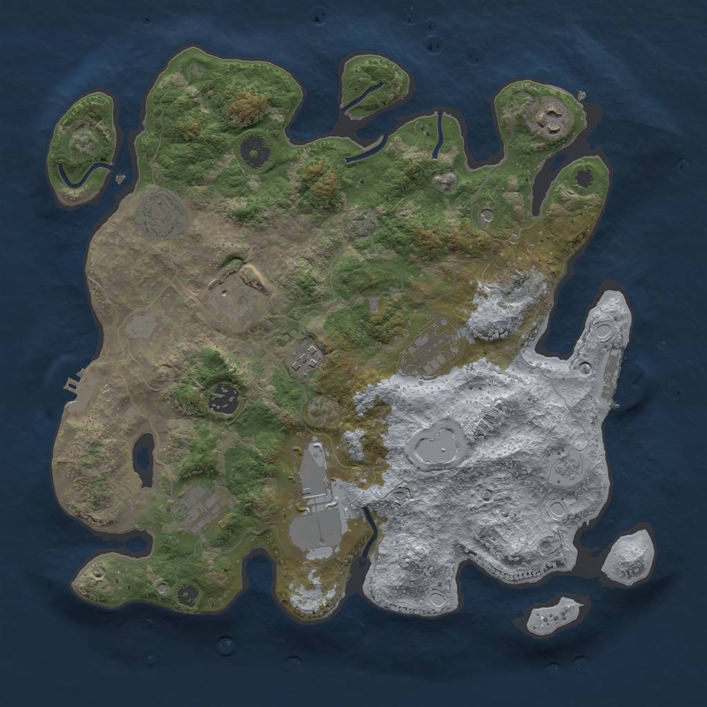 Rust Map: Procedural Map, Size: 3500, Seed: 56989917, 16 Monuments