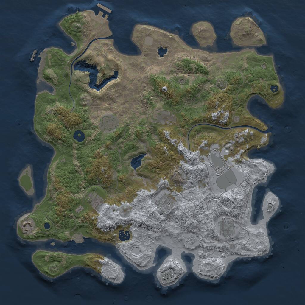 Rust Map: Procedural Map, Size: 4000, Seed: 1055795628, 15 Monuments