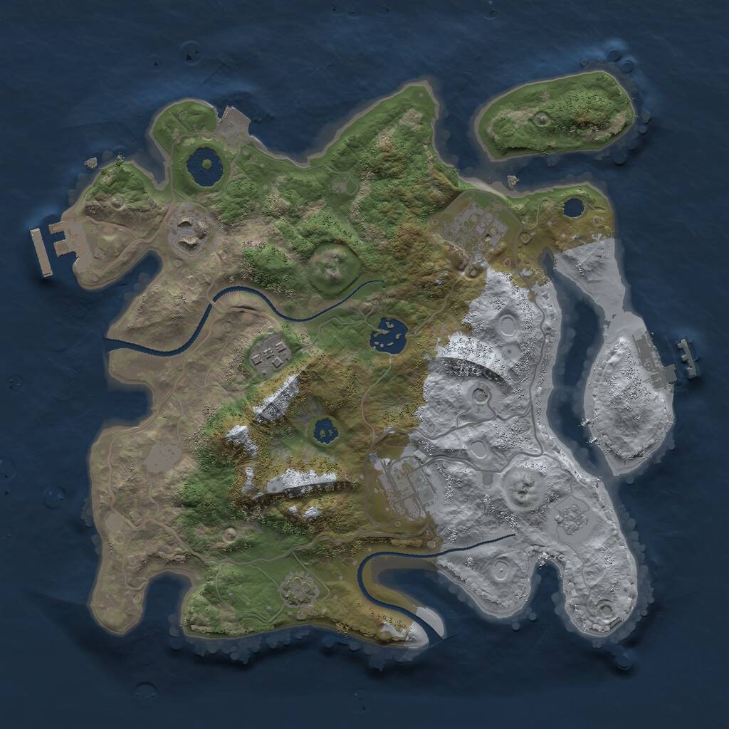 Rust Map: Procedural Map, Size: 3000, Seed: 1234887890, 11 Monuments