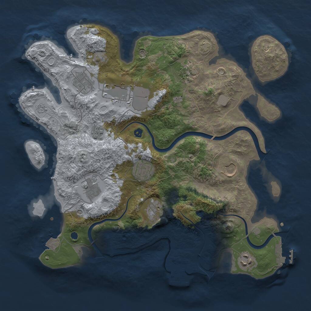 Rust Map: Procedural Map, Size: 3500, Seed: 444640981, 15 Monuments