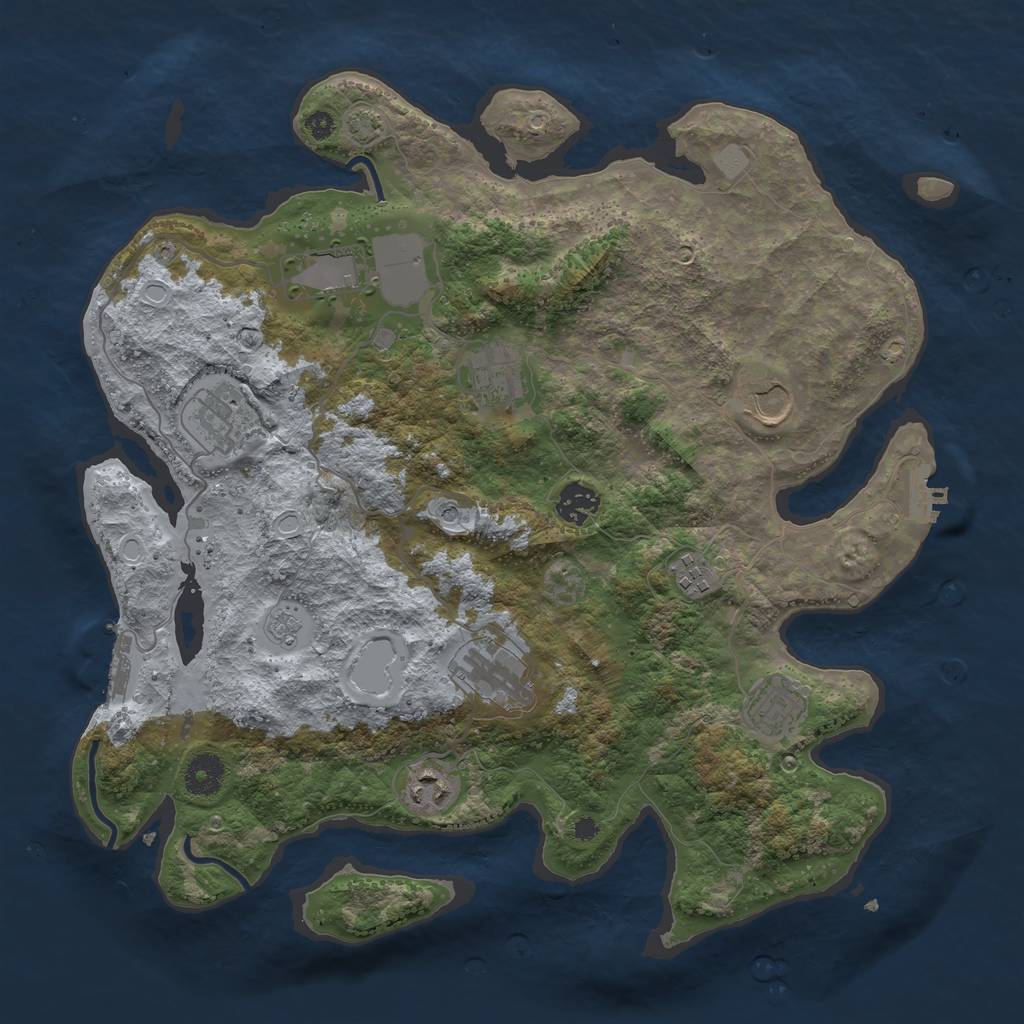Rust Map: Procedural Map, Size: 3750, Seed: 83910310, 17 Monuments