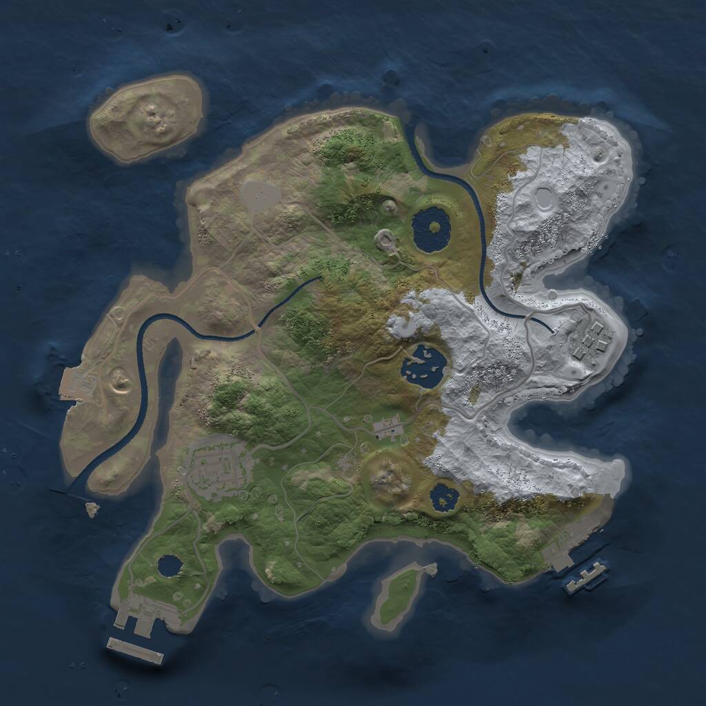 Rust Map: Procedural Map, Size: 2500, Seed: 923416427, 6 Monuments