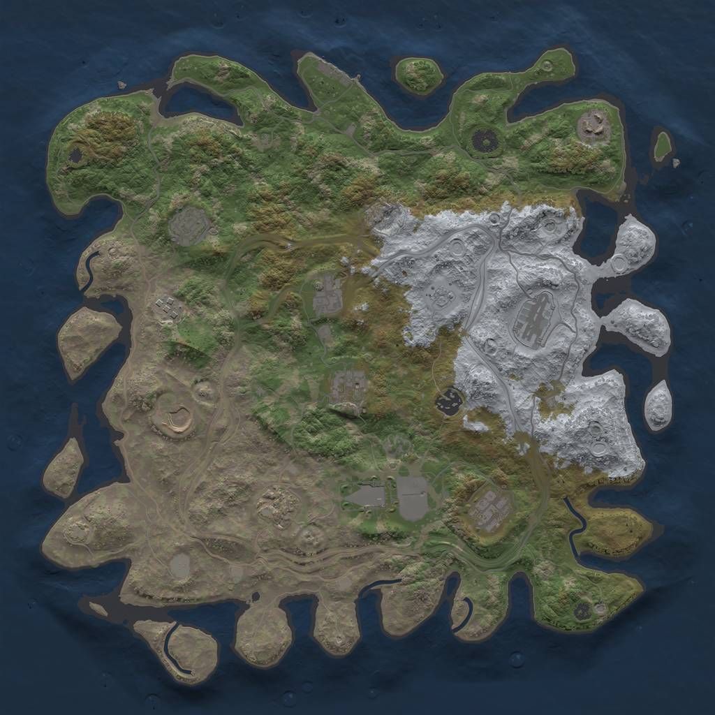 Rust Map: Procedural Map, Size: 4250, Seed: 956612893, 18 Monuments