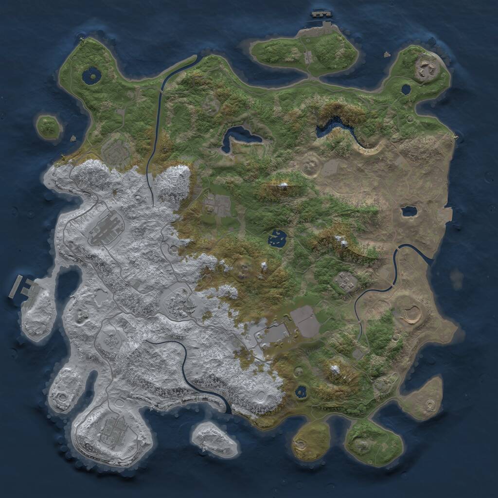 Rust Map: Procedural Map, Size: 4100, Seed: 73411581, 16 Monuments