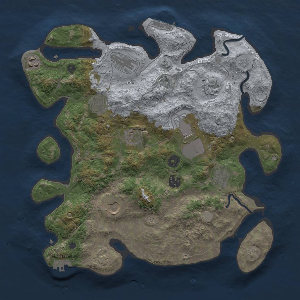 Rust Map: Procedural Map, Size: 3600, Seed: 80872968, 17 Monuments