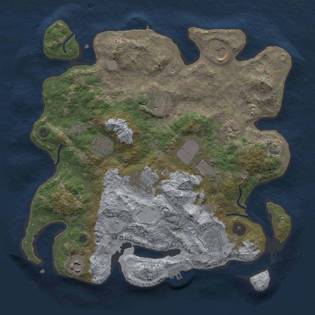 Rust Map: Procedural Map, Size: 3500, Seed: 47130860, 16 Monuments