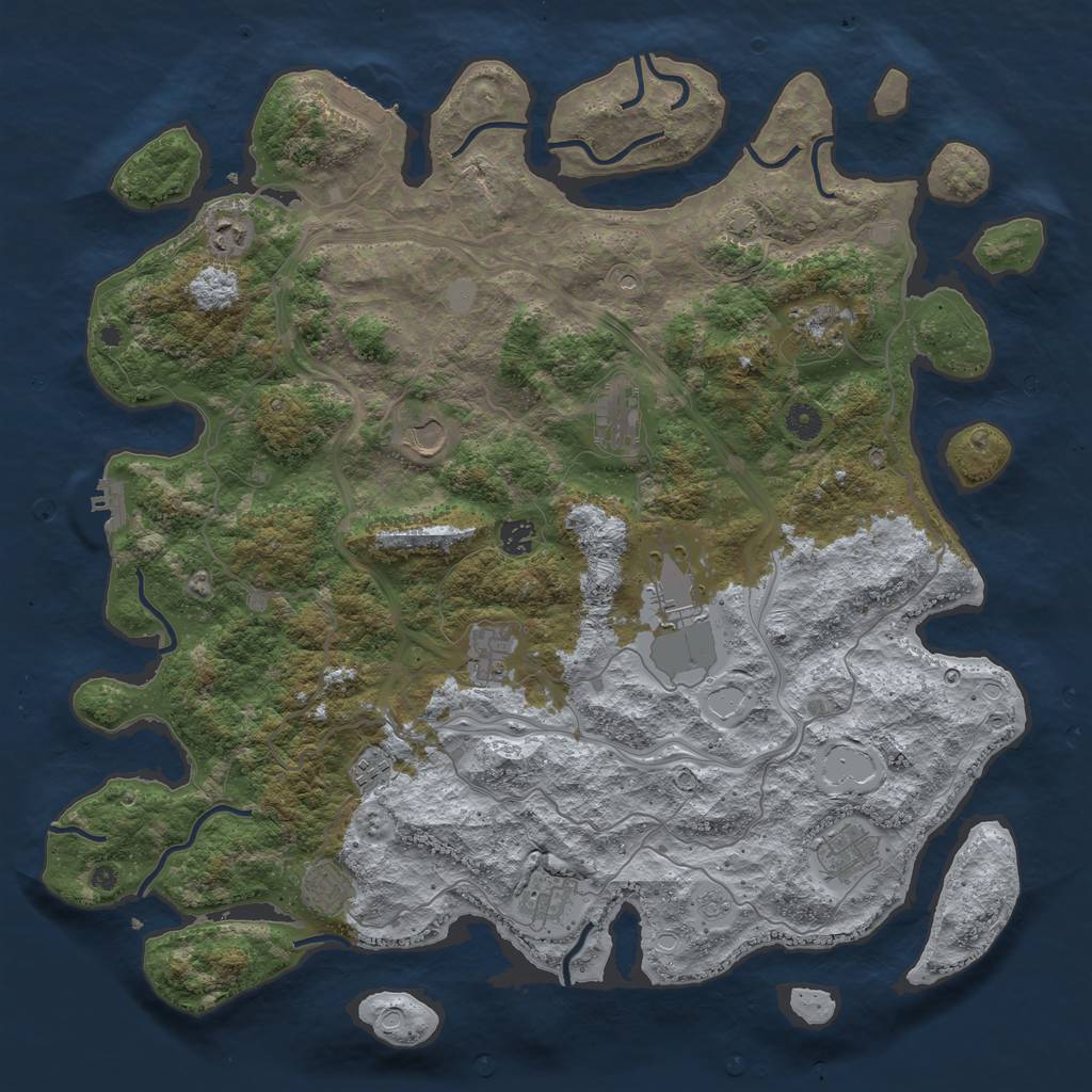 Rust Map: Procedural Map, Size: 4500, Seed: 718013059, 19 Monuments