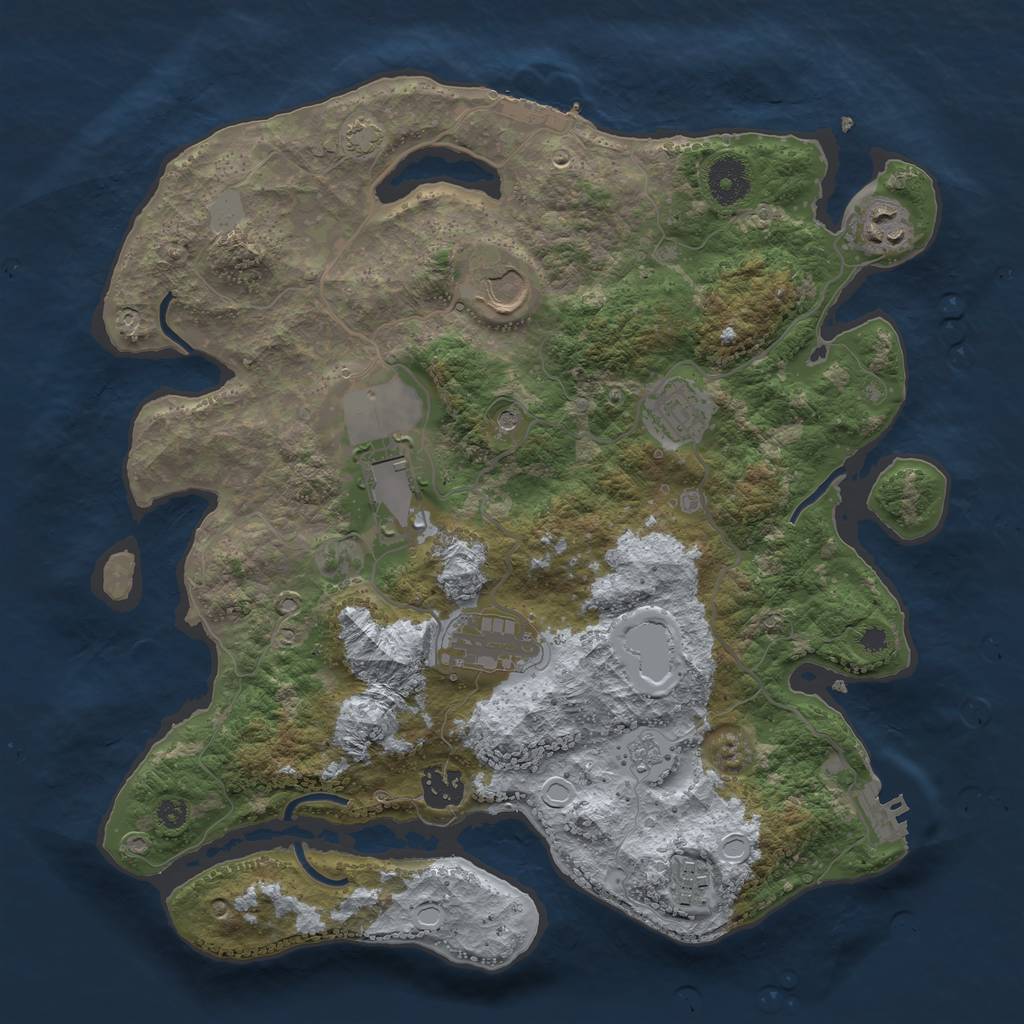 Rust Map: Procedural Map, Size: 3500, Seed: 866420120, 15 Monuments