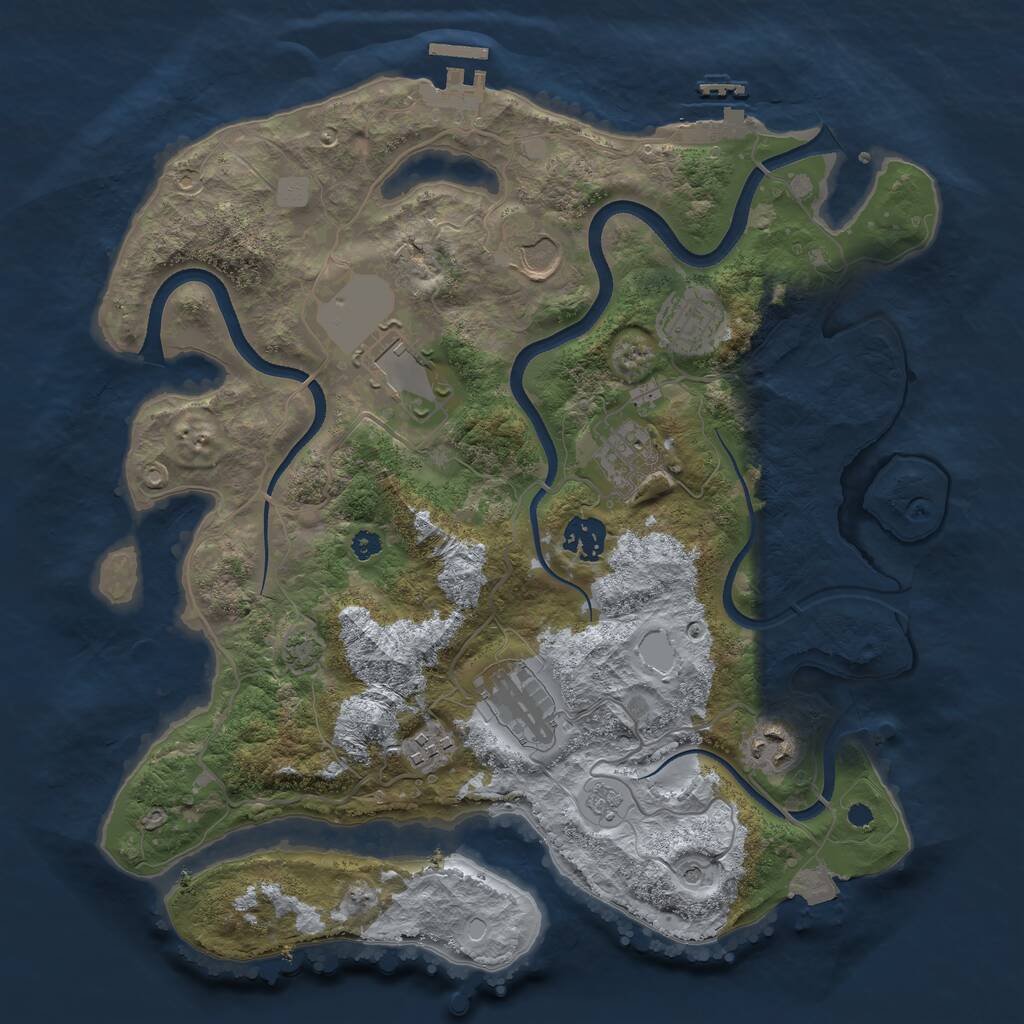 Rust Map: Procedural Map, Size: 3500, Seed: 866420120, 14 Monuments
