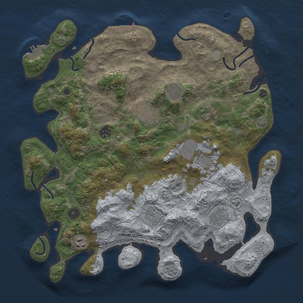 Rust Map: Procedural Map, Size: 4000, Seed: 626492802, 17 Monuments