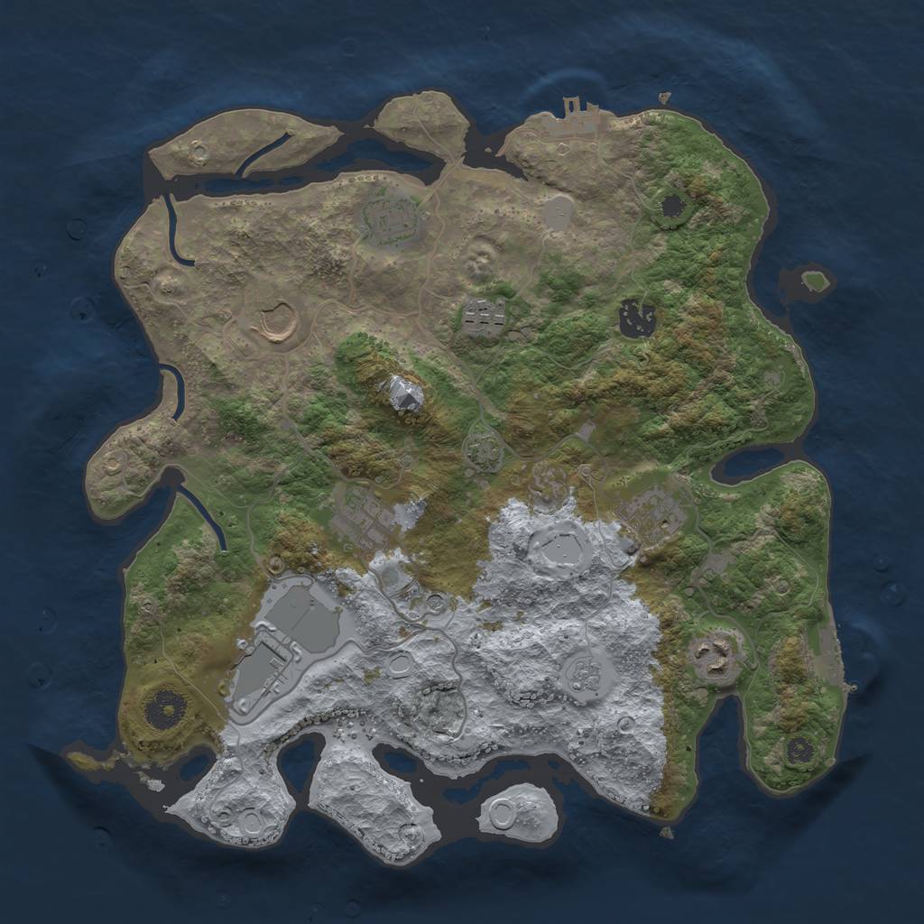Rust Map: Procedural Map, Size: 3500, Seed: 7514, 16 Monuments