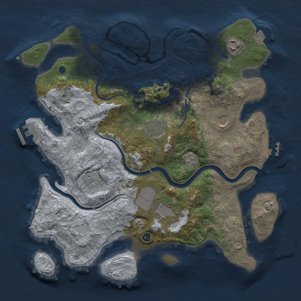 Rust Map: Procedural Map, Size: 3500, Seed: 234551254, 12 Monuments
