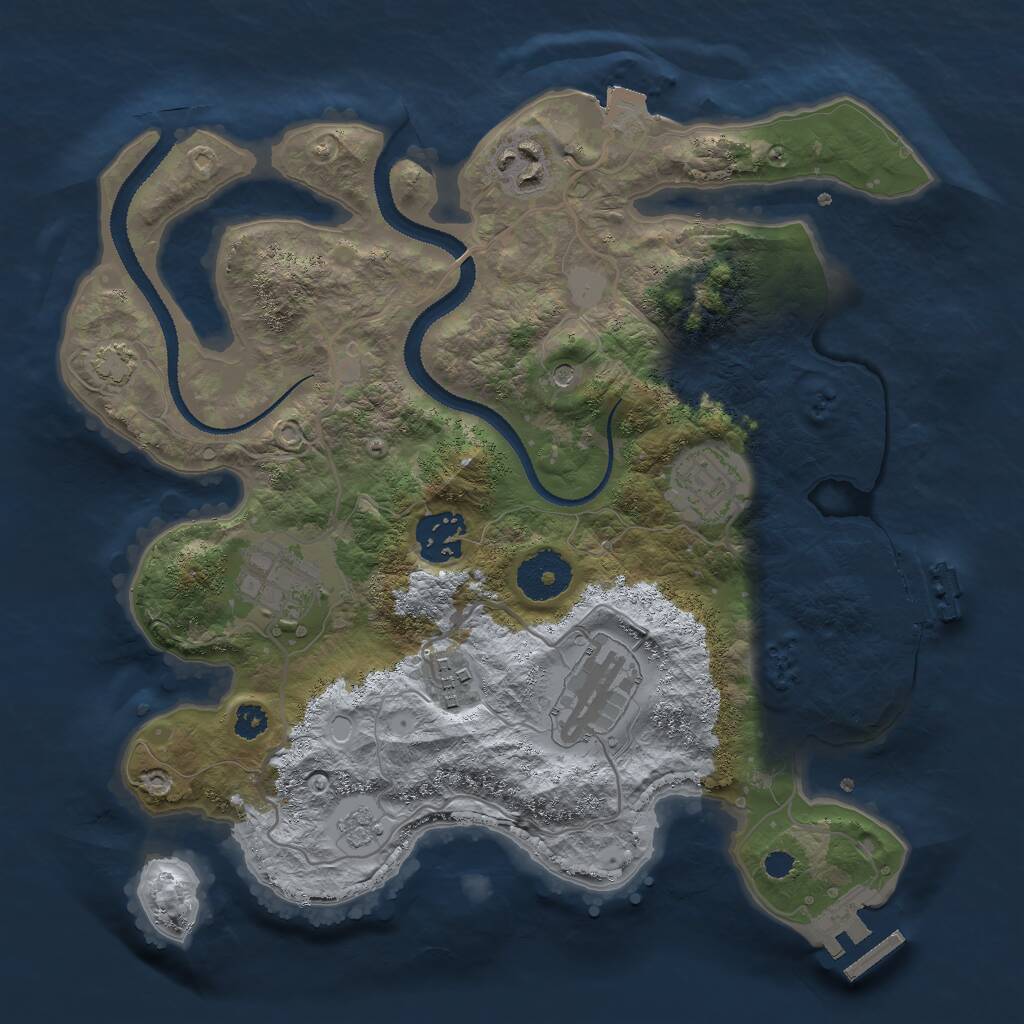 Rust Map: Procedural Map, Size: 3000, Seed: 31243, 12 Monuments