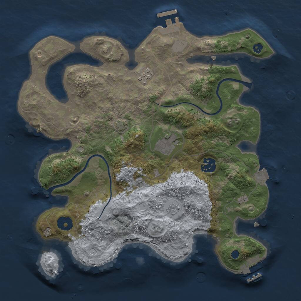 Rust Map: Procedural Map, Size: 3000, Seed: 31243, 9 Monuments
