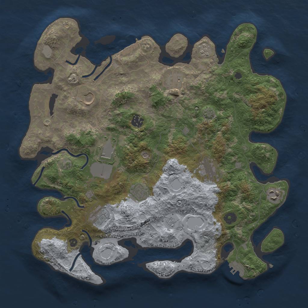 Rust Map: Procedural Map, Size: 3800, Seed: 217964937, 17 Monuments