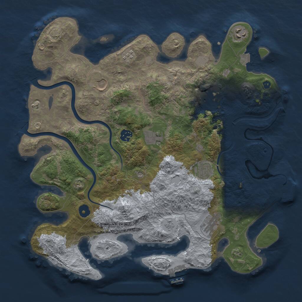 Rust Map: Procedural Map, Size: 3800, Seed: 217964937, 14 Monuments