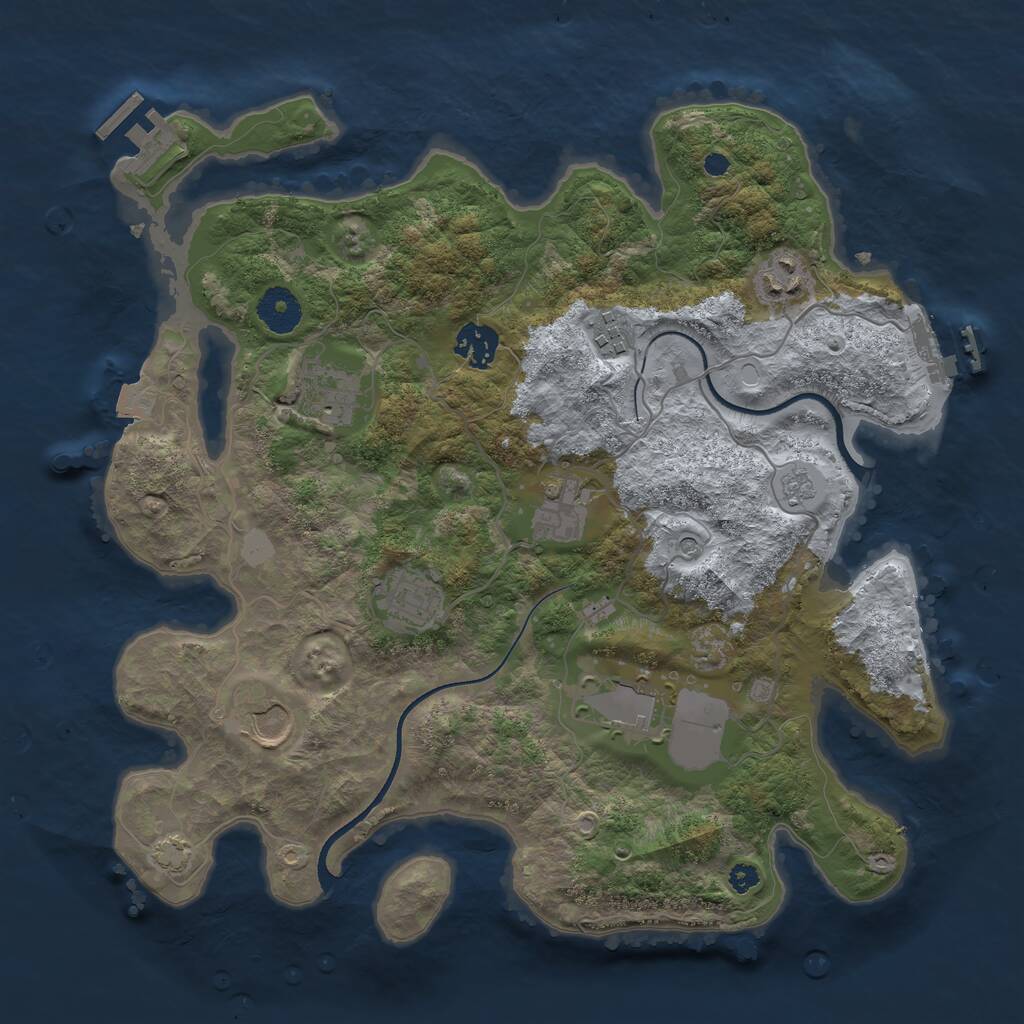 Rust Map: Procedural Map, Size: 3500, Seed: 1586105054, 14 Monuments