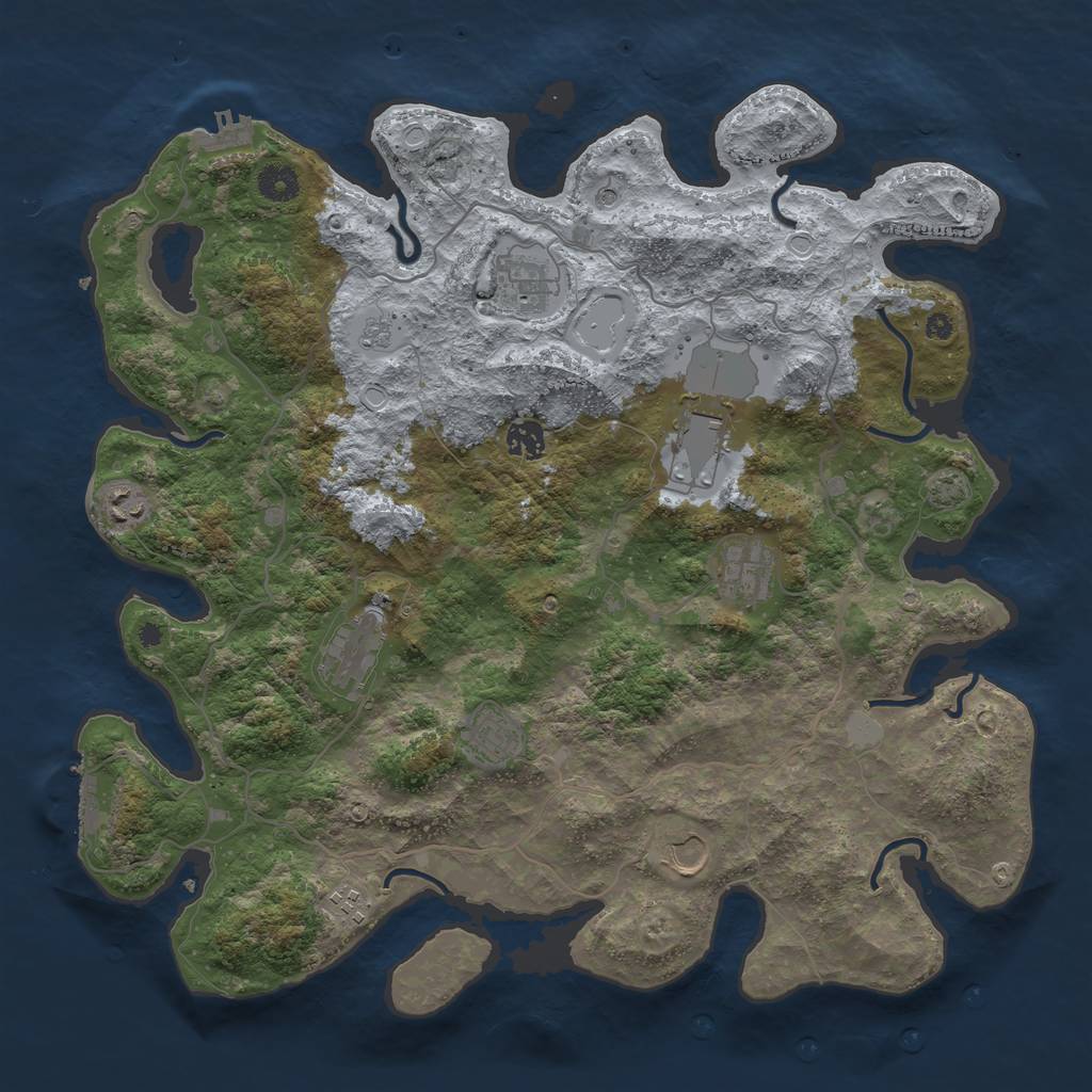Rust Map: Procedural Map, Size: 4100, Seed: 72303643, 17 Monuments