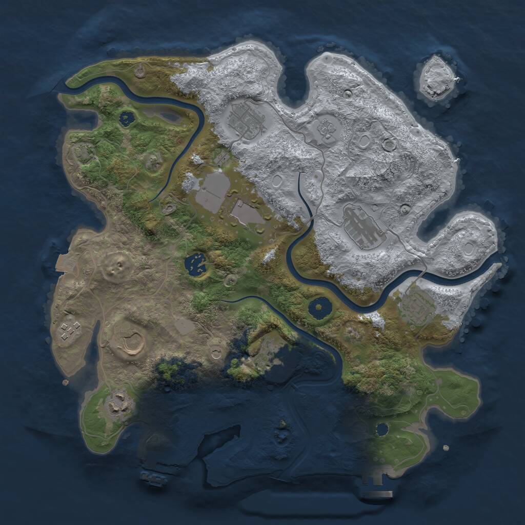 Rust Map: Procedural Map, Size: 3500, Seed: 27457974, 15 Monuments