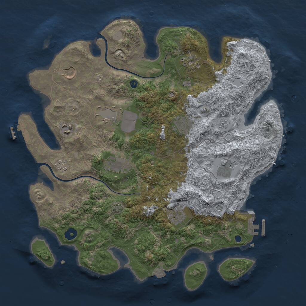Rust Map: Procedural Map, Size: 3800, Seed: 697525246, 15 Monuments