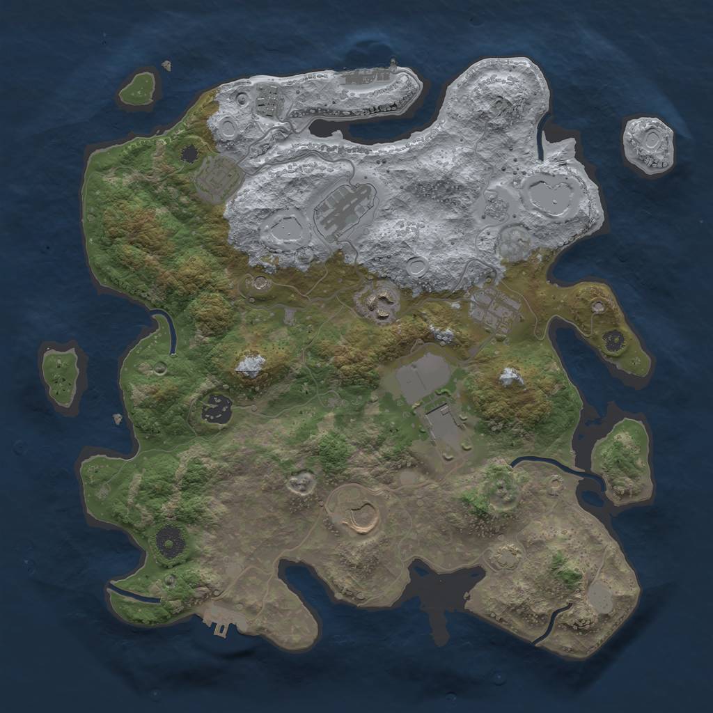 Rust Map: Procedural Map, Size: 3500, Seed: 1081601474, 16 Monuments
