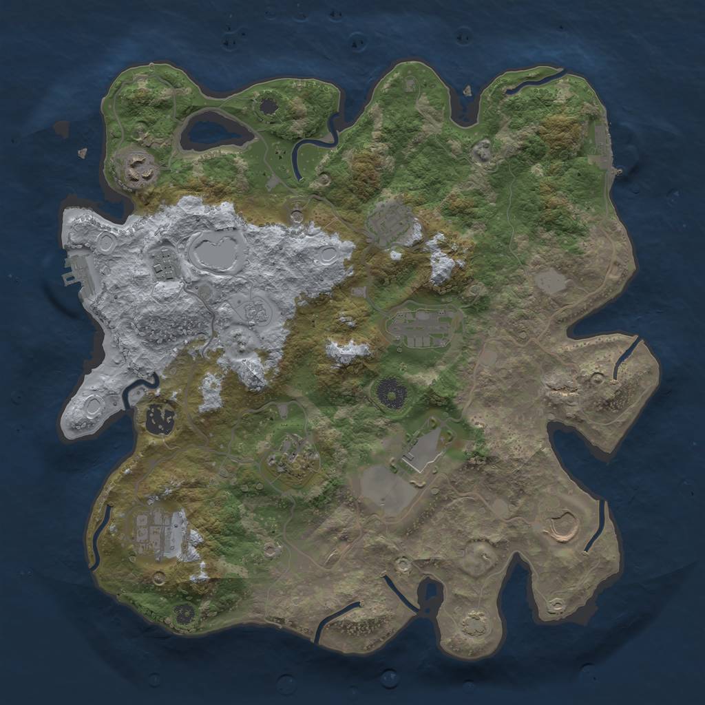 Rust Map: Procedural Map, Size: 3500, Seed: 68331079, 17 Monuments