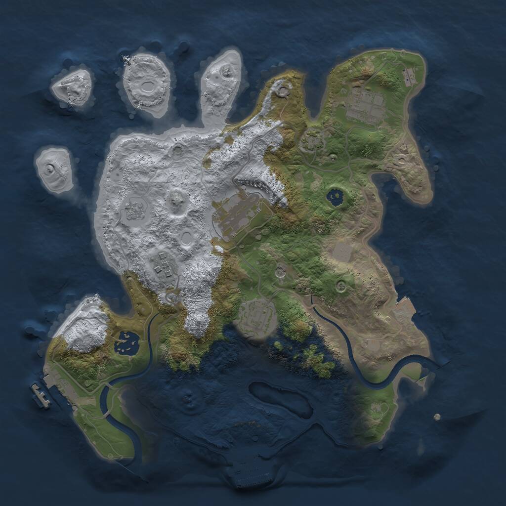 Rust Map: Procedural Map, Size: 3000, Seed: 1980945556, 11 Monuments