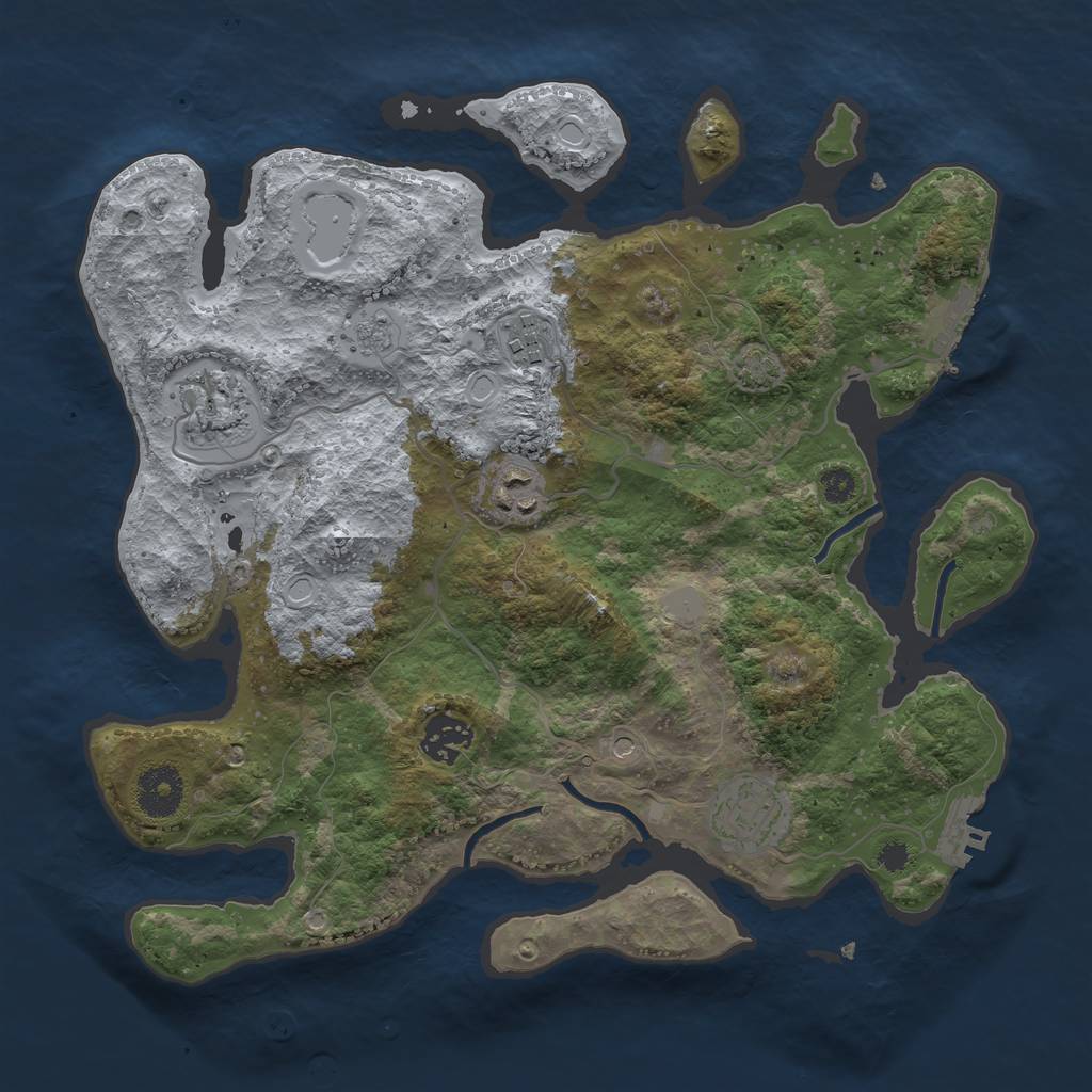 Rust Map: Procedural Map, Size: 3300, Seed: 1119140395, 13 Monuments