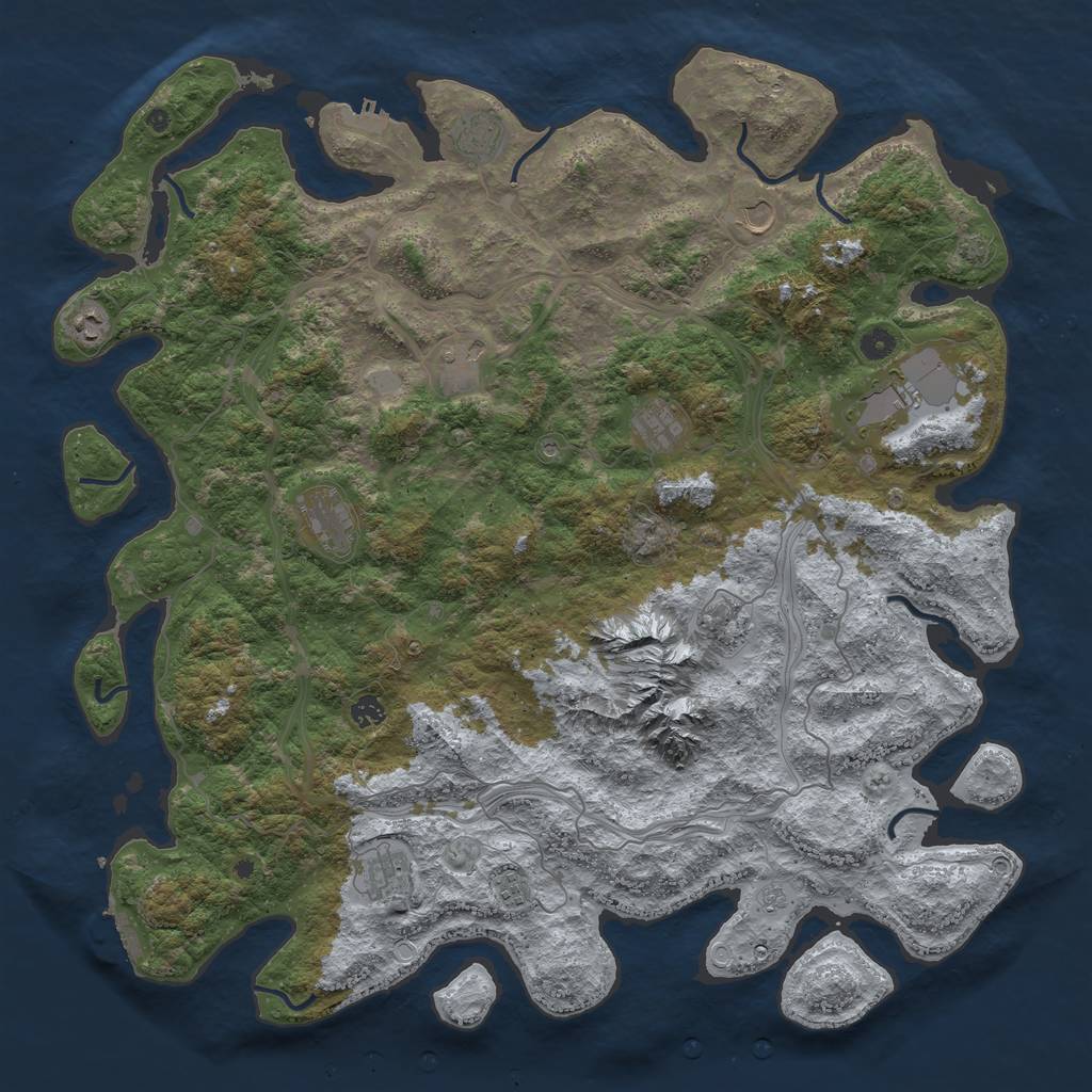 Rust Map: Procedural Map, Size: 5000, Seed: 1698006742, 19 Monuments