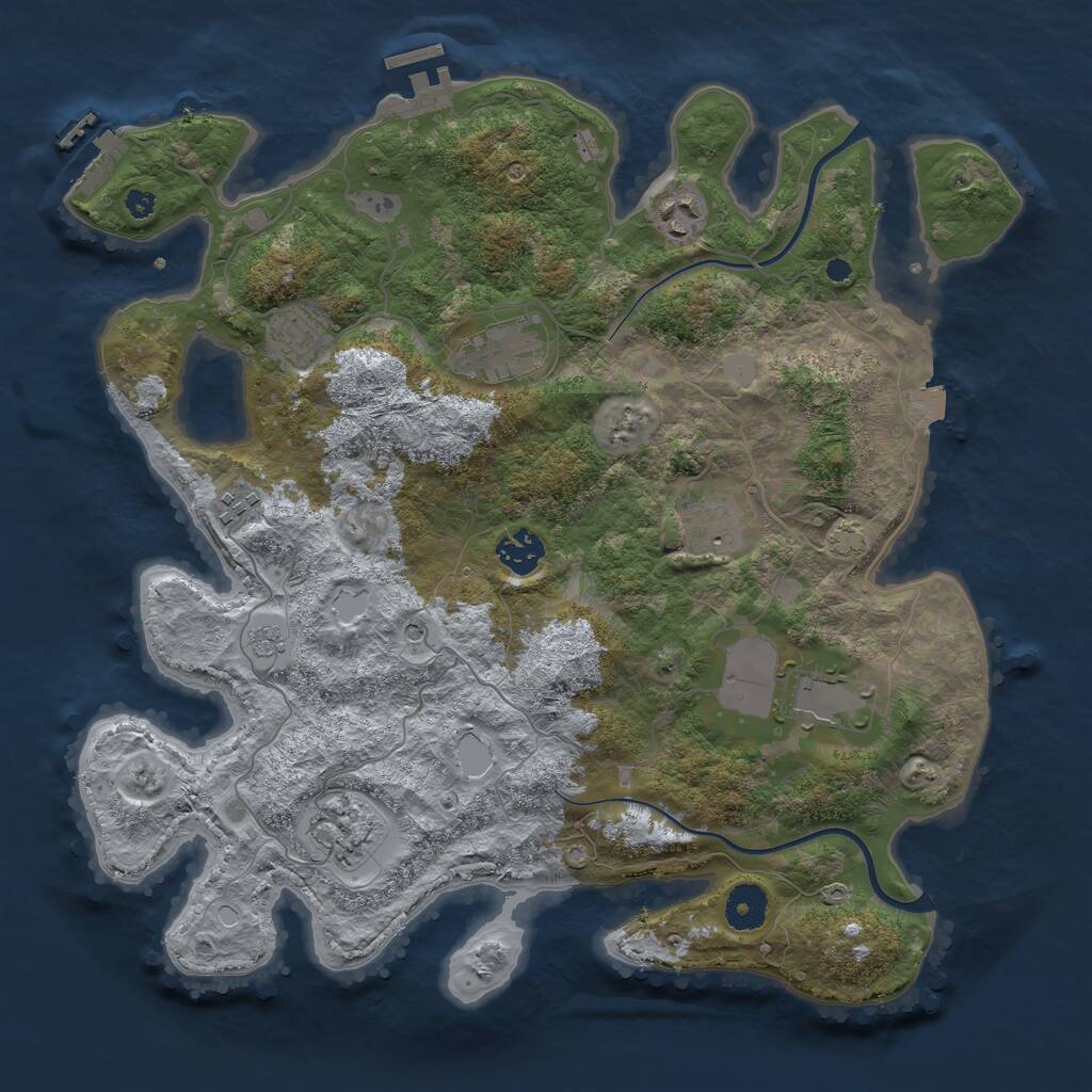 Rust Map: Procedural Map, Size: 3700, Seed: 894302289, 14 Monuments