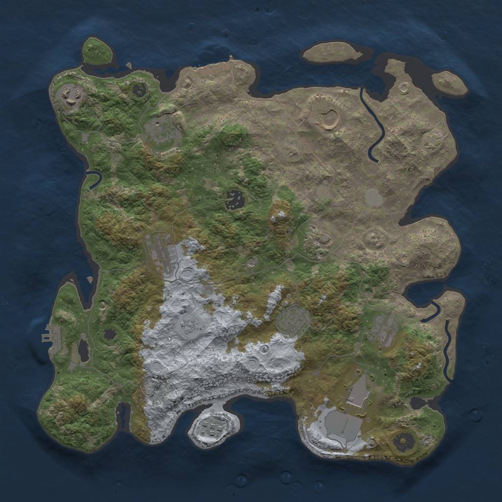 Rust Map: Procedural Map, Size: 3700, Seed: 38270299, 18 Monuments