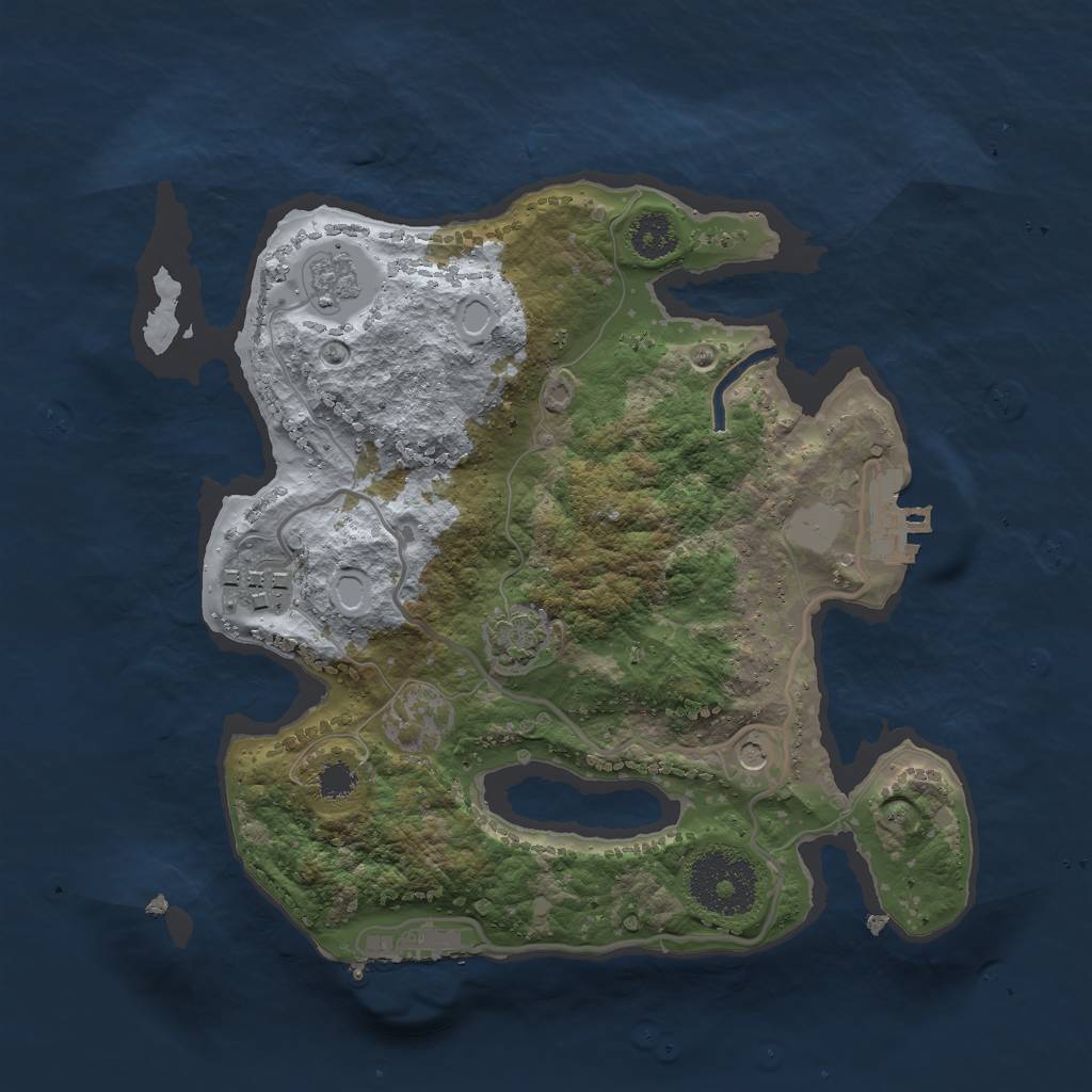 Rust Map: Procedural Map, Size: 2500, Seed: 1413162573, 9 Monuments