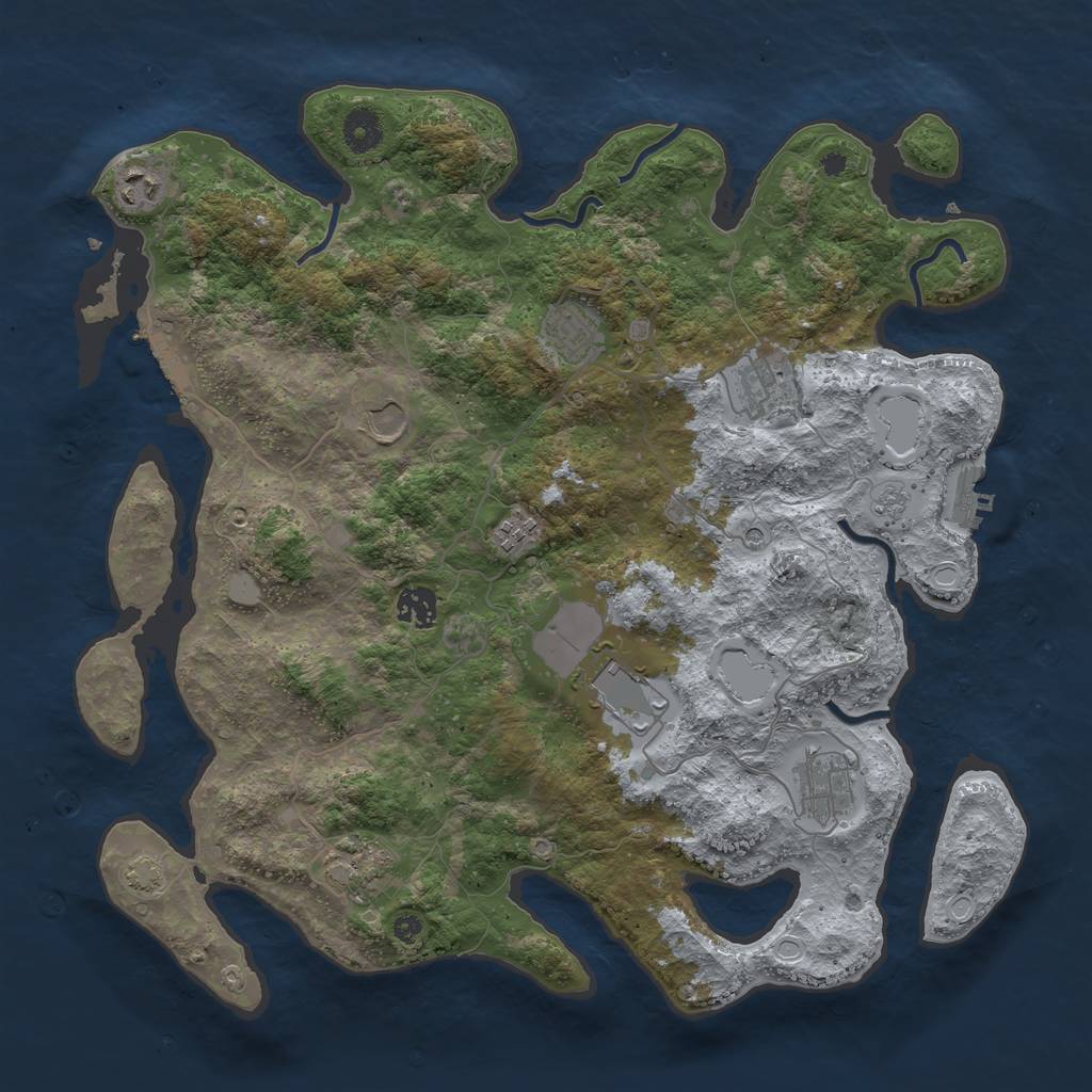Rust Map: Procedural Map, Size: 3900, Seed: 56370022, 17 Monuments