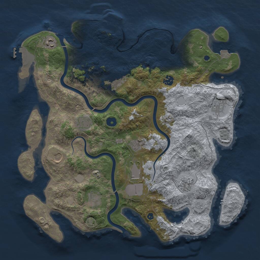 Rust Map: Procedural Map, Size: 3900, Seed: 56370022, 17 Monuments
