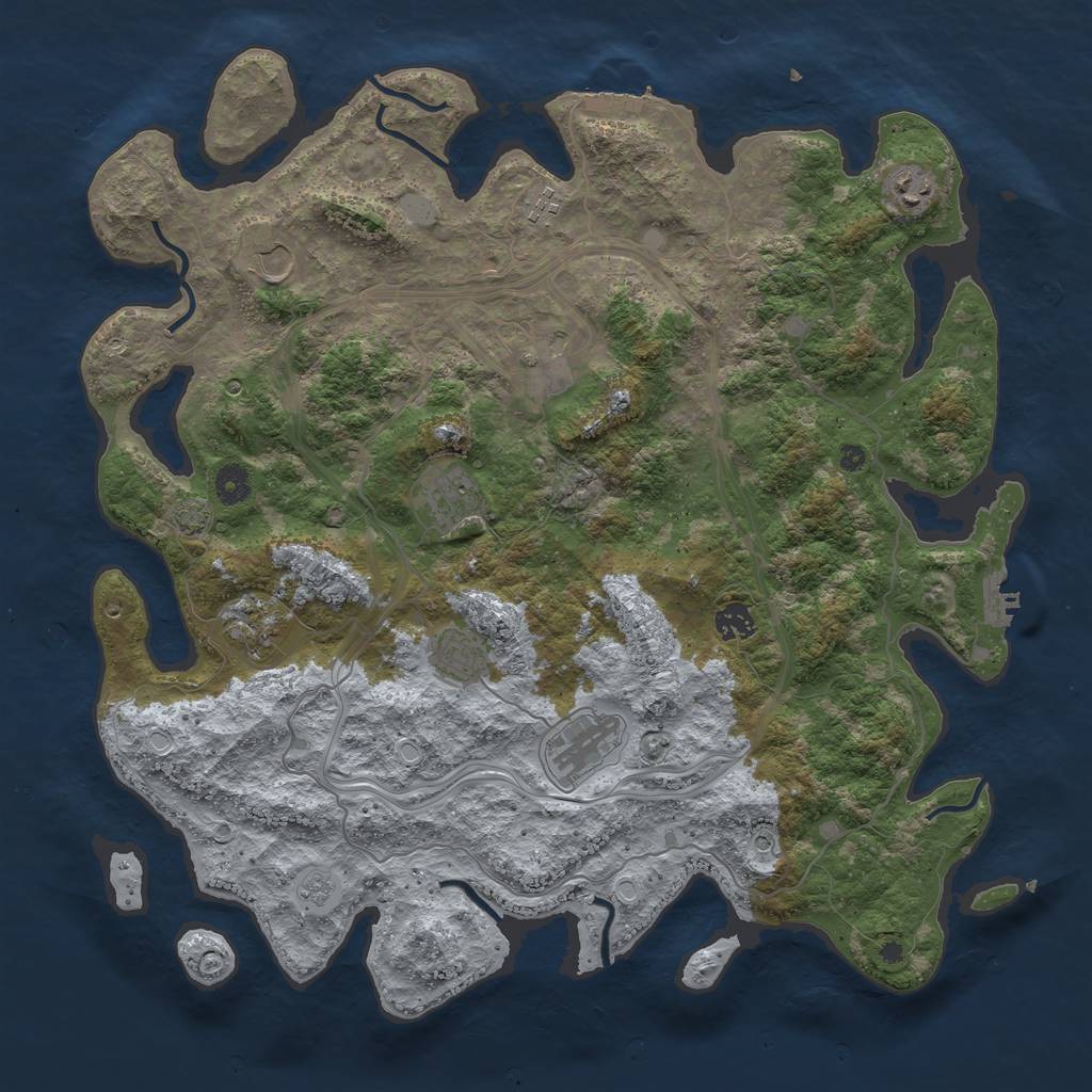 Rust Map: Procedural Map, Size: 4250, Seed: 53282264, 17 Monuments