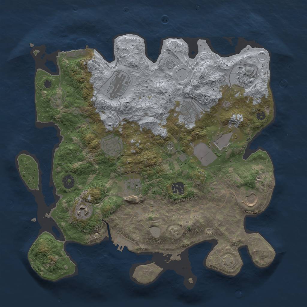Rust Map: Procedural Map, Size: 3500, Seed: 1749652527, 17 Monuments