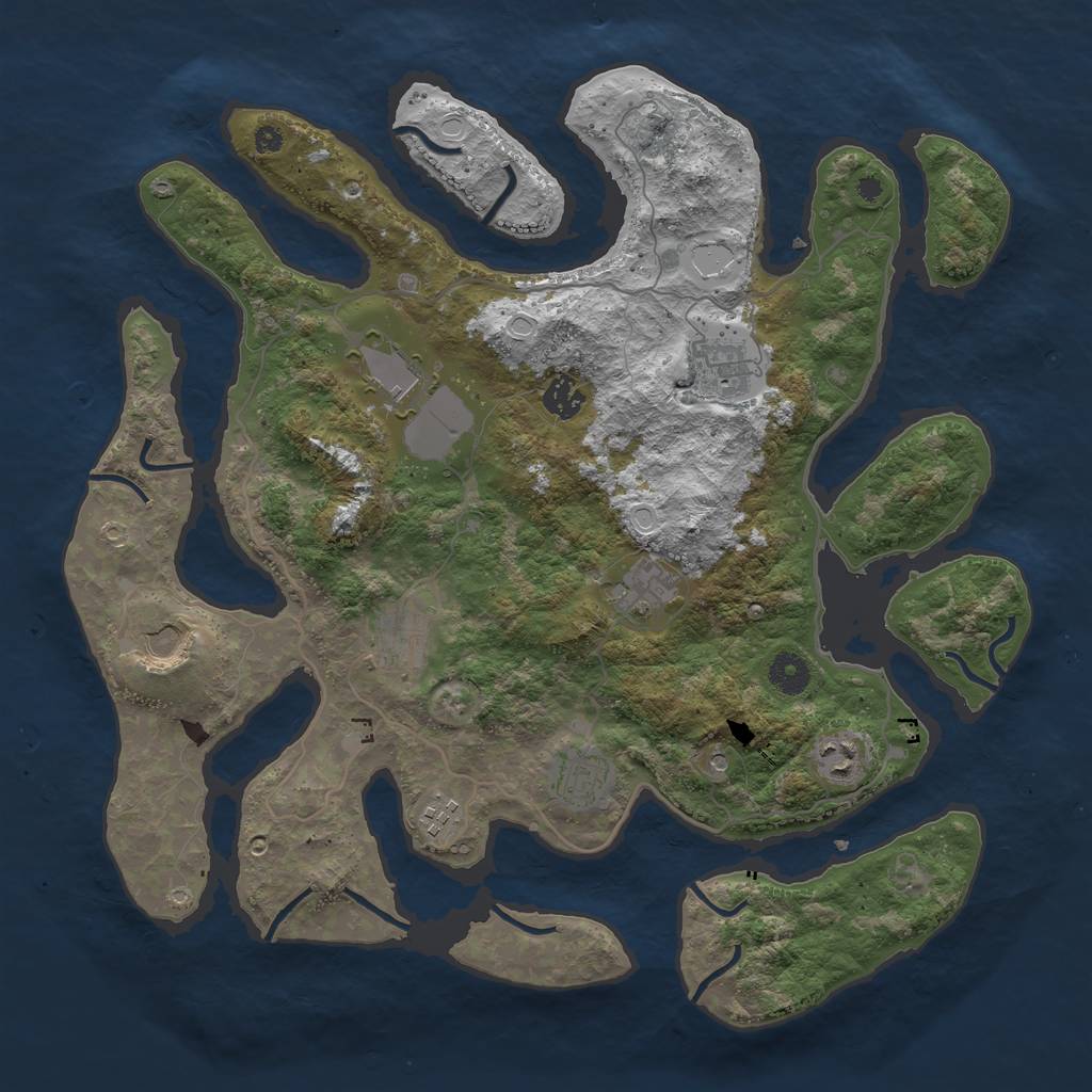 Rust Map: Procedural Map, Size: 4000, Seed: 4242, 18 Monuments