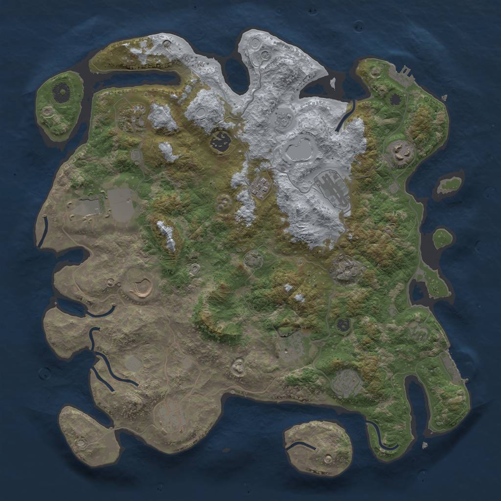 Rust Map: Procedural Map, Size: 3950, Seed: 72535374, 18 Monuments