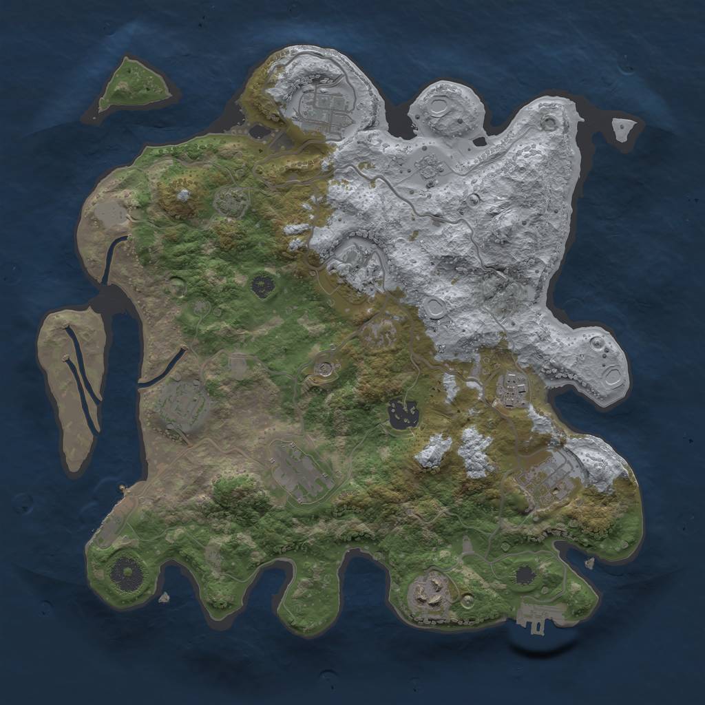 Rust Map: Procedural Map, Size: 3250, Seed: 1388576596, 16 Monuments