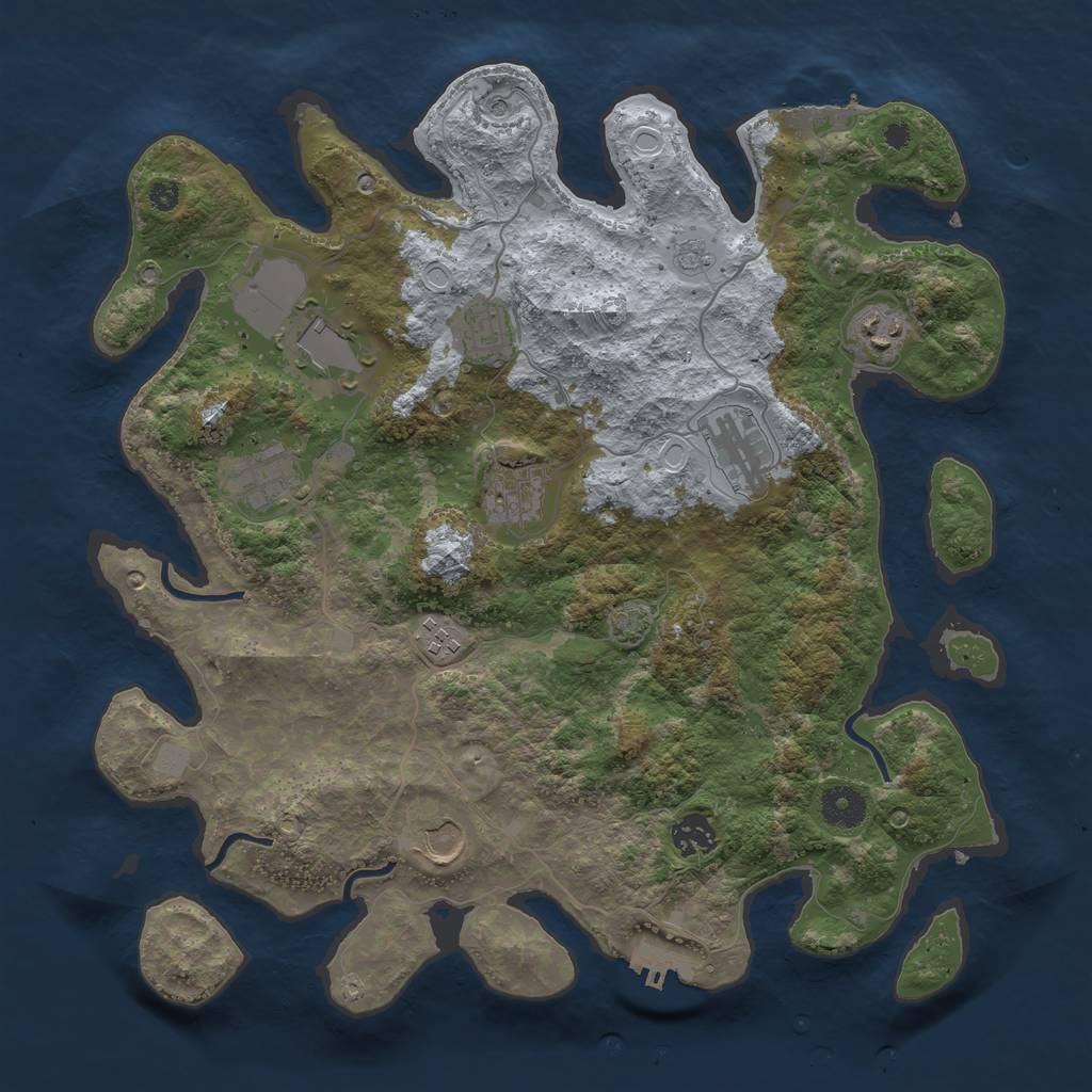 Rust Map: Procedural Map, Size: 3750, Seed: 87917268, 17 Monuments