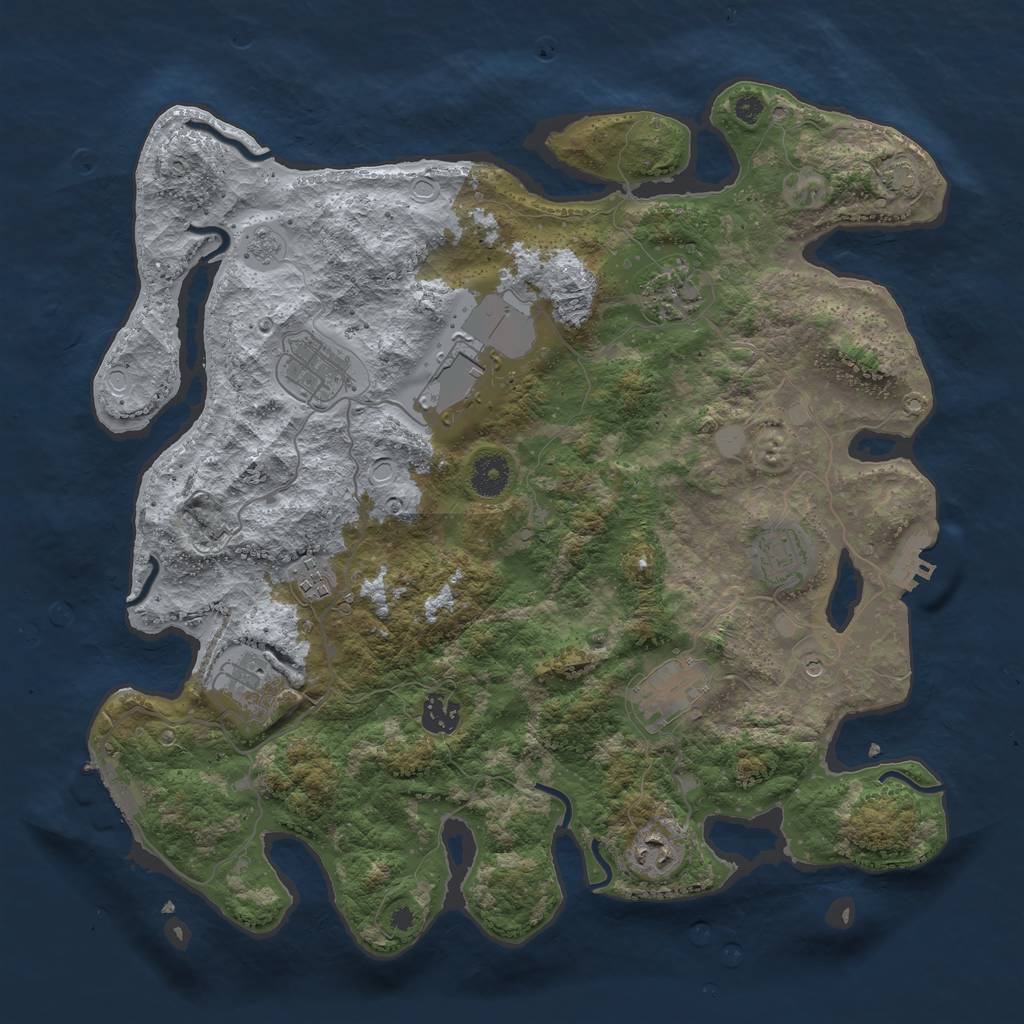Rust Map: Procedural Map, Size: 3850, Seed: 62580207, 17 Monuments