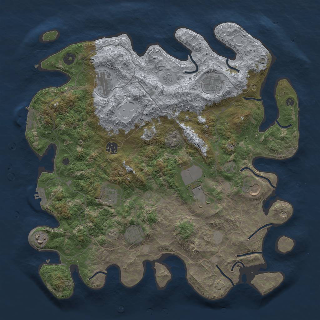 Rust Map: Procedural Map, Size: 4000, Seed: 243122221, 16 Monuments