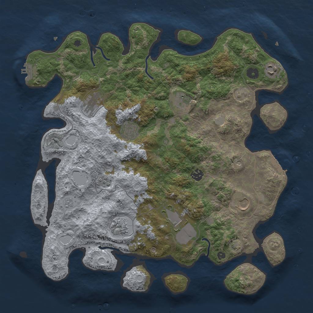 Rust Map: Procedural Map, Size: 3950, Seed: 31134825, 17 Monuments